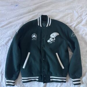 Only NY Green Varsity Jacket with White Accents